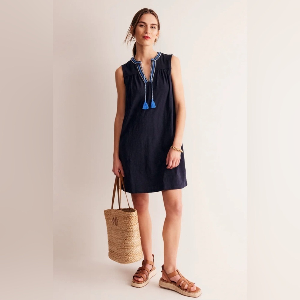 NWT Boden Nadine Notch Cotton‎ Dress, Size 10